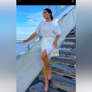 FASHION NOVA Ivory White MIDI Dress